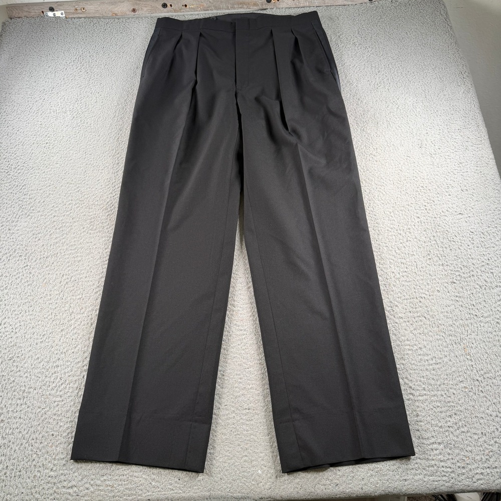 Vintage Brooks Brothers Tuxedo Pants Mens 34x31 Black Wool Pleated Side Stripe